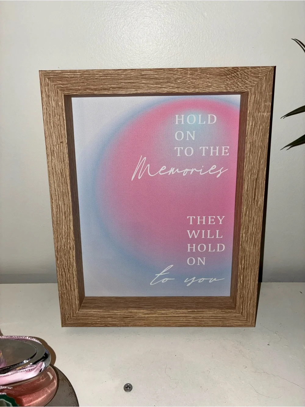 Wooden Framed Pink Room Decor Wall Art